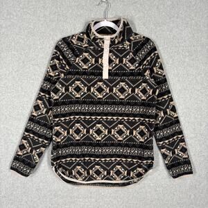 44 Degrees North Fleece Sweatshirt Medium Charcoal Aztec 1/4 Snap Southwestern
